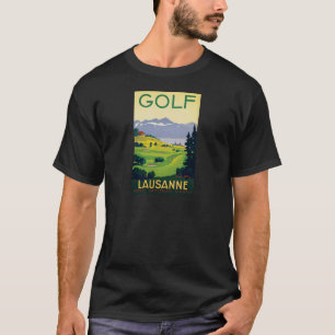 Vintage Golf Lausanne City Lake Switzerland T-Shirt