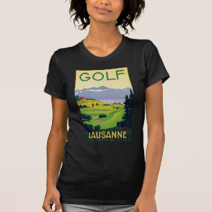 Vintage Golf Lausanne City Lake Switzerland T-Shirt