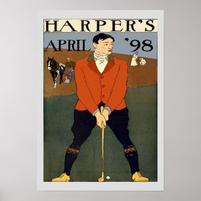 Vintage Golf Magazine Cover Harpers Poster (Front)