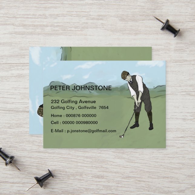 Vintage Golf player contact cards (Front/Back In Situ)