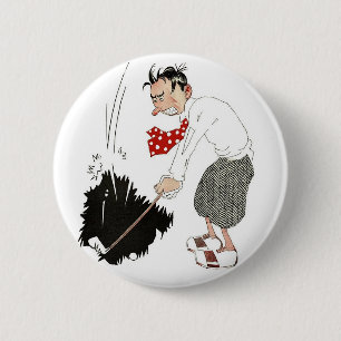 Vintage Golf Sports Humour, Funny Silly Golfer 6 Cm Round Badge