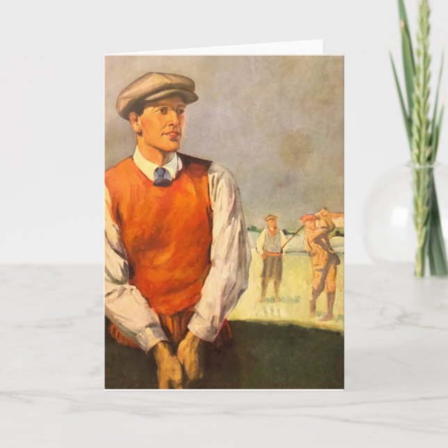 Vintage Golfer Greeting Card (Front)