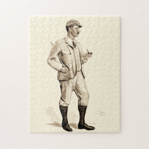 Vintage Golfer with Tobacco Pipe and Boots Jigsaw Puzzle