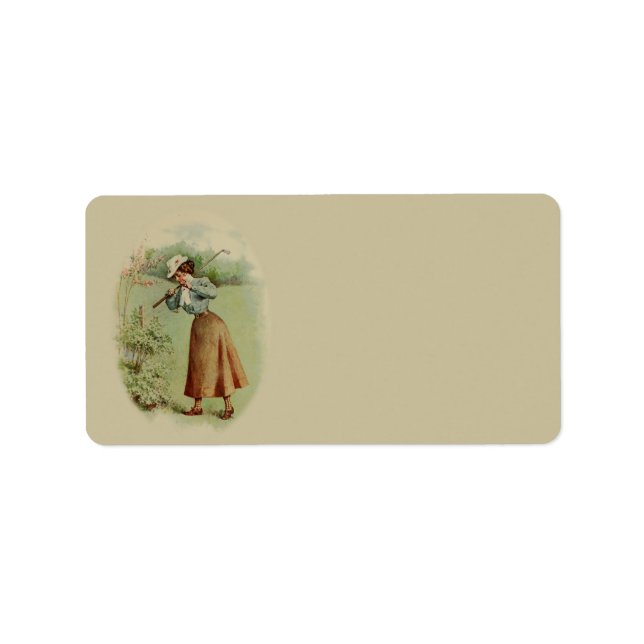 Vintage Golfing Lady Art Label (Front)