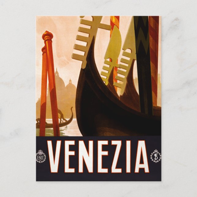 Vintage Gondola Venezia Italy Travel Postcard (Front)