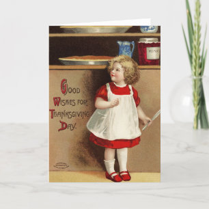 Vintage Good Wishes For Thanksgiving Holiday Card