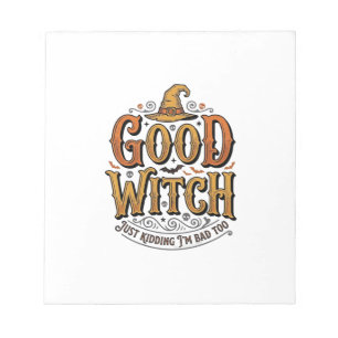 Vintage Good Witch Halloween Typography Design_1 Notepad