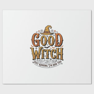 Vintage Good Witch Halloween Typography Design_1 Wrapping Paper