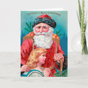 Vintage Goofy Looking Santa Holiday Card