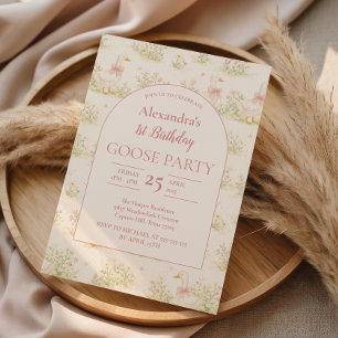 Vintage Goose 1st Birthday Invitation