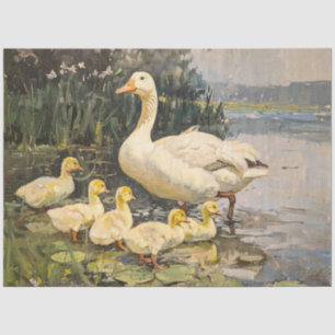 Vintage Goose and Goslings Painting Decoupage Tissue Paper