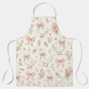 Vintage Goose & Blue Gingham Bow Apron