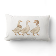 Vintage Goose Parade Throw Pillow  Farmhouse Decor