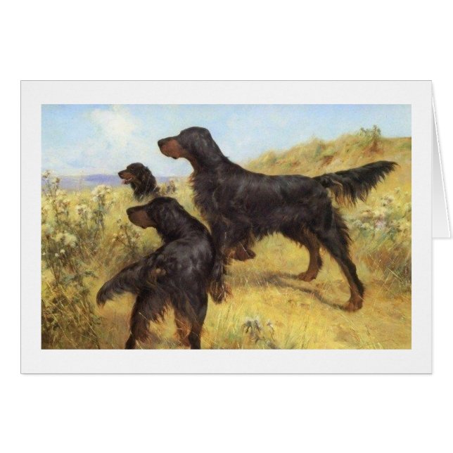 Vintage - Gordon Setter Dogs in the Field, (Front Horizontal)