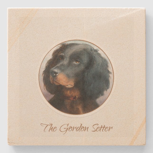 Vintage Gordon Setter Stone Coaster (Front)