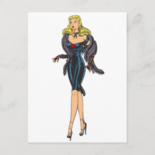 Vintage Gorgeous Glamour Girl Retro Blonde Pinup Postcard