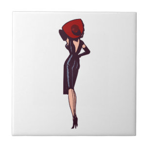 Vintage Gorgeous Glamour Girl Retro Pinup Tile