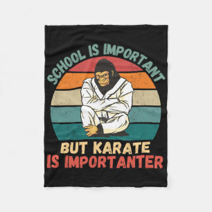 Vintage Gorilla School Is Important Karate Is Impo Fleece Blanket