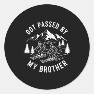 Vintage got passed by brother shirt funny ski classic round sticker