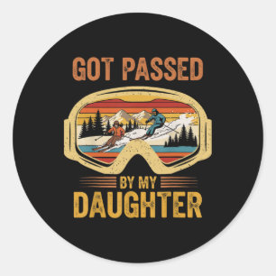 Vintage Got Ped By My Daughter Funny Skiing Family Classic Round Sticker
