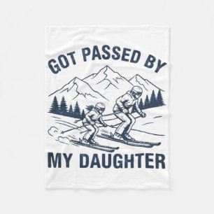 Vintage Got Ped By My Daughter Funny Skiing Retro  Fleece Blanket