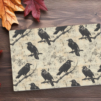 Vintage Goth Decoupage Crow Raven Tissue Paper