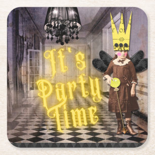 Vintage Goth Halloween Costume Party Square Paper Coaster