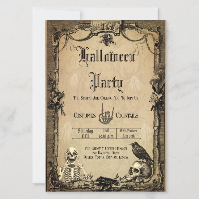 Vintage Goth Halloween Spooky Custom Invitation (Front)