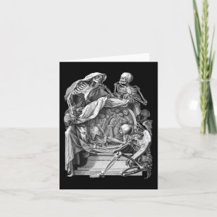 Vintage Goth Skeleton Engraving Memento Mori Hallo Card