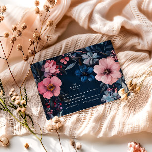 Vintage Goth Wedding Aesthetic RSVP Card