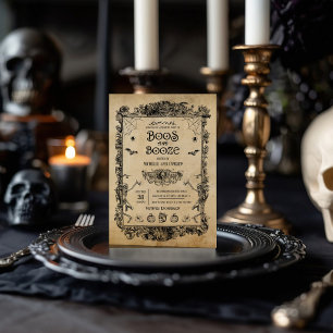 Vintage Gothic Adult Halloween Boos & Booze Party Invitation