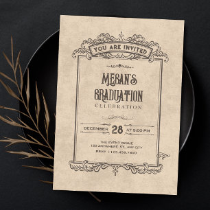Vintage gothic arch graduation invitation