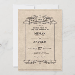 Vintage gothic arch save the date