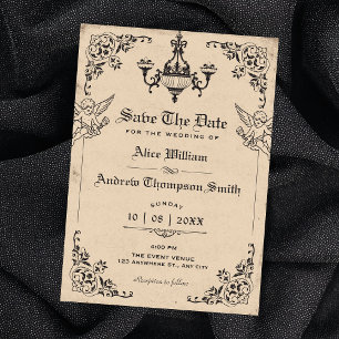 Vintage gothic arch wedding save the date