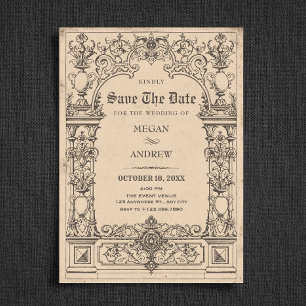 Vintage gothic arch wedding save the date