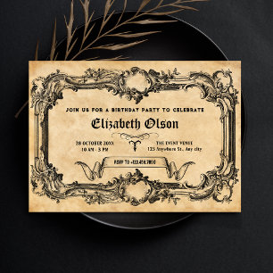 Vintage gothic birthday invitation
