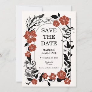 Vintage Gothic Black And Burgundy Wedding  Save The Date