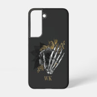Vintage Gothic Black and Gold Floral Skeleton