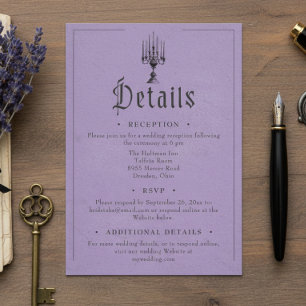 Vintage Gothic Black Toile Purple Wedding Enclosure Card