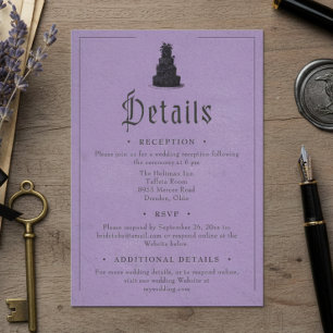 Vintage Gothic Black Toile Purple Wedding Enclosure Card