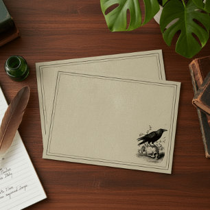 Vintage Gothic Black Toile Raven Tan Wedding Envelope