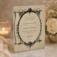 Vintage Gothic Black Toile Tan Wedding Keepsake