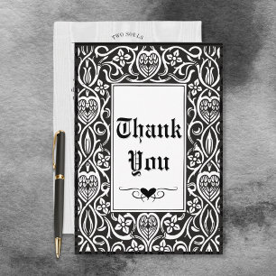 Vintage Gothic Black & White Roycroft Frame Thank You Card