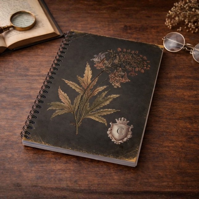 Vintage Gothic Botanical Crest Monogram Notebook (Vintage Gothic Botanical Crest Monogram Notebook)