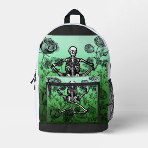 Vintage Gothic Botanical Skeleton - Dark Academia  Printed Backpack