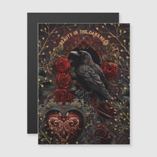 Vintage Gothic Dark Beauty Crow Raven Red Roses