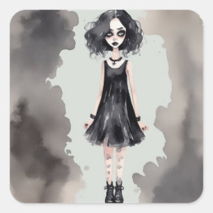 Vintage Gothic Dress Illustration Sticker