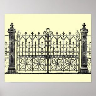 Vintage Gothic Fence and Gate Poster