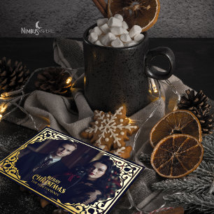 Vintage Gothic Foil Photo Holiday Card