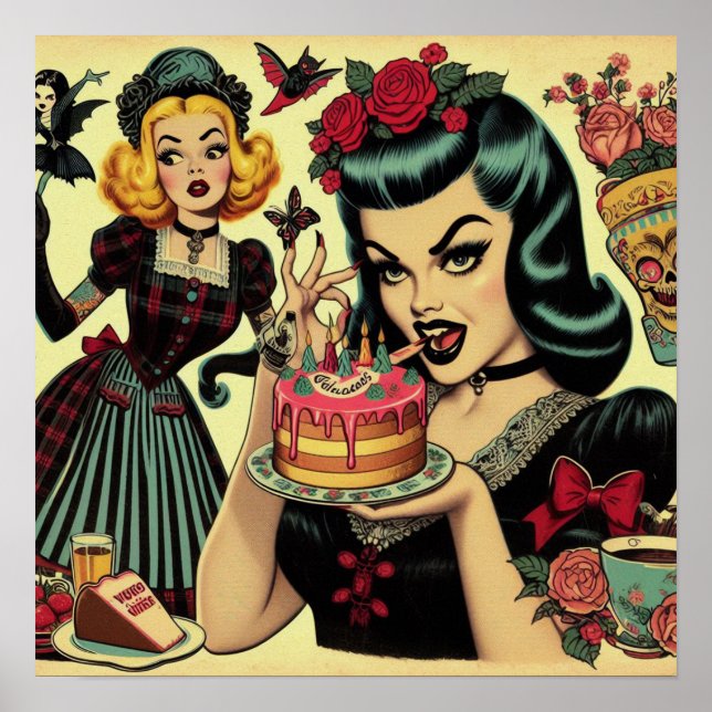 Vintage Gothic Girls Poster (Front)